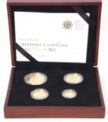 Elizabeth II four gold coin proof "Britannia" set, 2010, comprising £100, £50, £25 and £10.