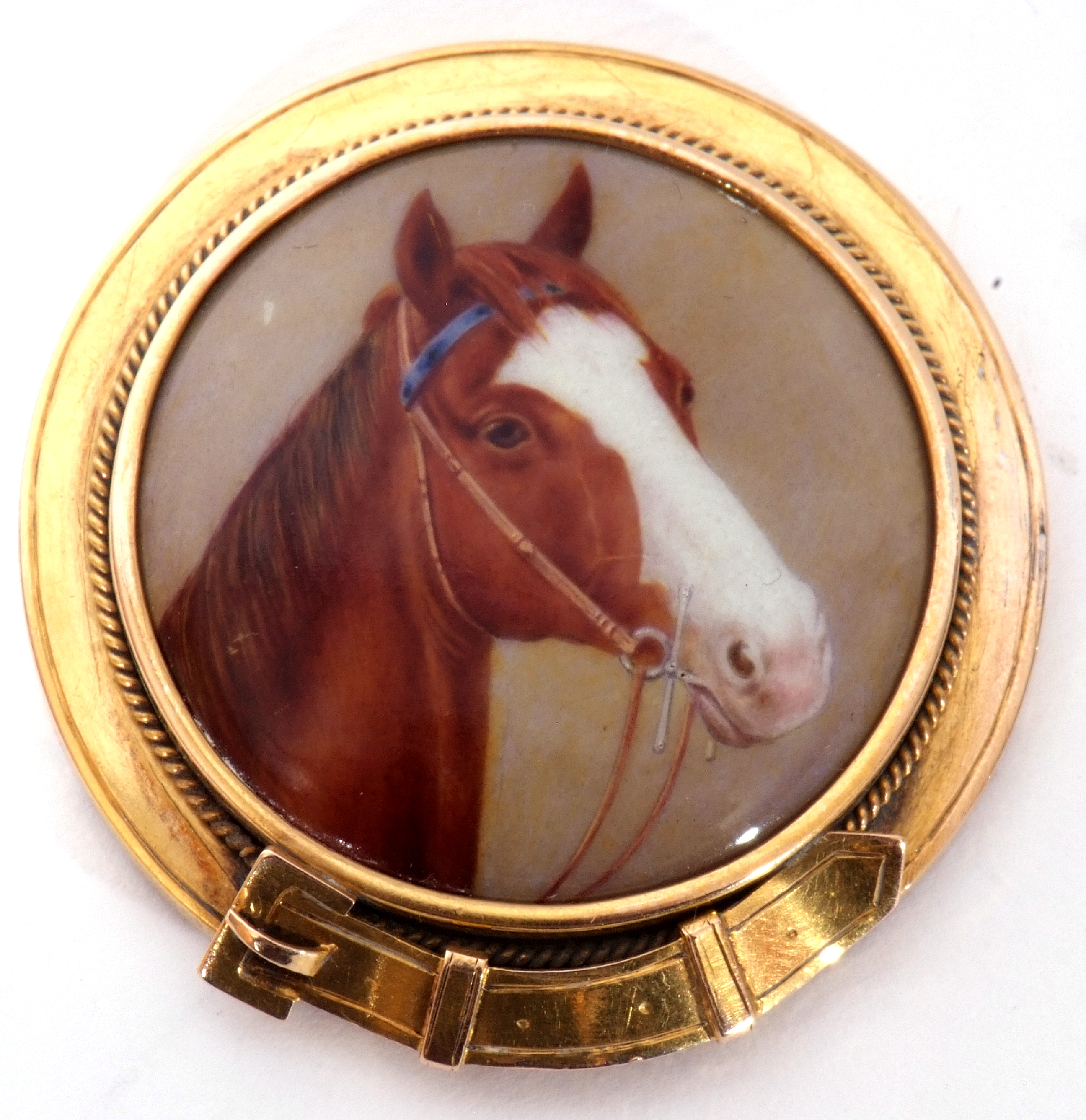 Miniature painted enamel roundel by William Bishop Ford, circa 1832-1922, depicting a detailed - Image 3 of 5