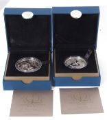 Two Elizabeth II silver proof coins, comprising Alderney £5 and Cook Islands $1