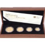 Elizabeth II four gold coin proof set 2008, comprising £100, £50, £25 and £10, presentation