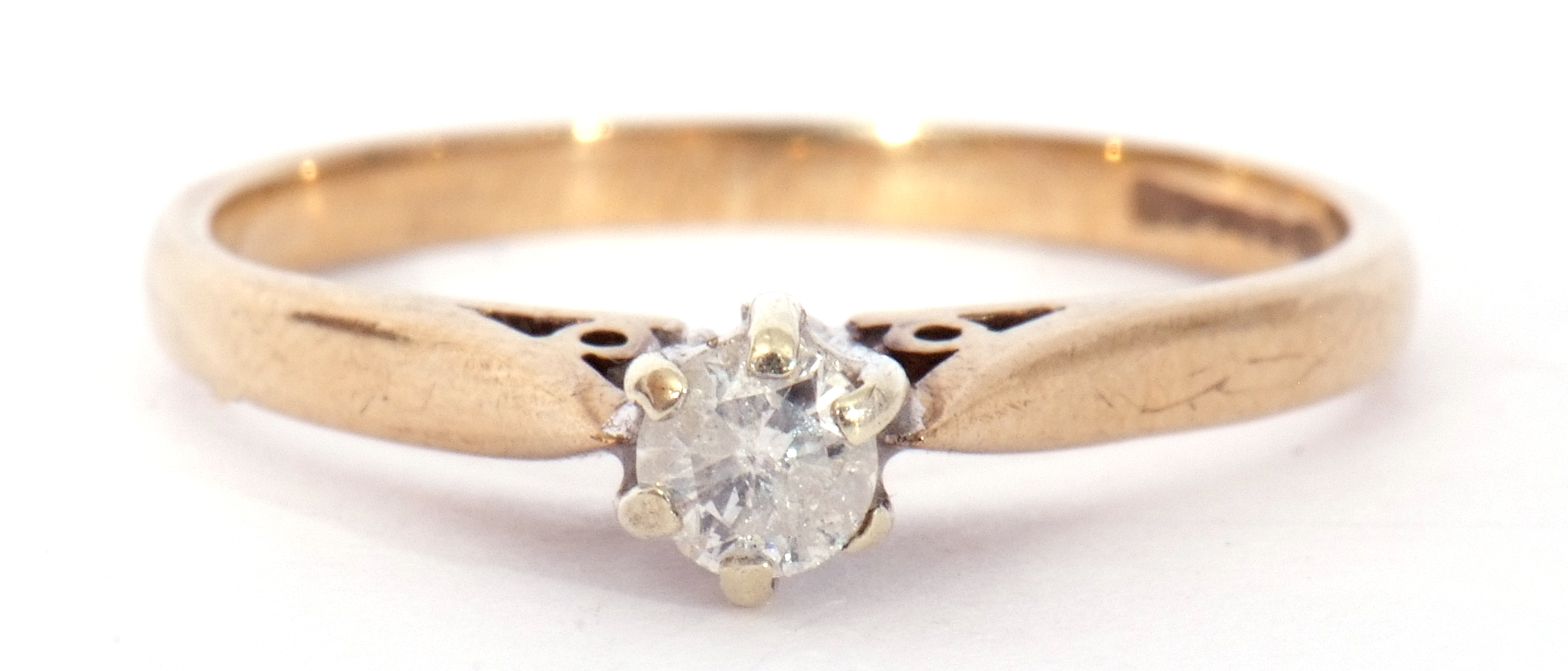 9ct gold single stone diamond ring, a small round brilliant cut diamond 0.15ct approx, multi-claw - Image 2 of 6