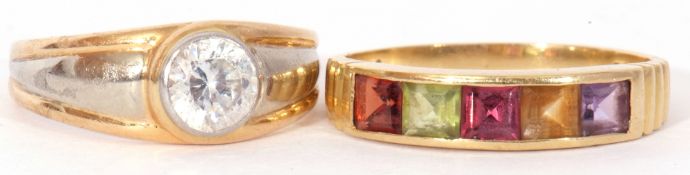Mixed Lot: yellow metal paste set ring, the outer rim stamped with French control marks, size L,