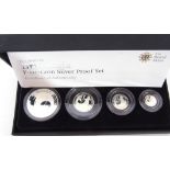 Elizabeth II four coin "Britannia" silver proof set 2008, comprising £2, £1, 50p and 20p, limited to