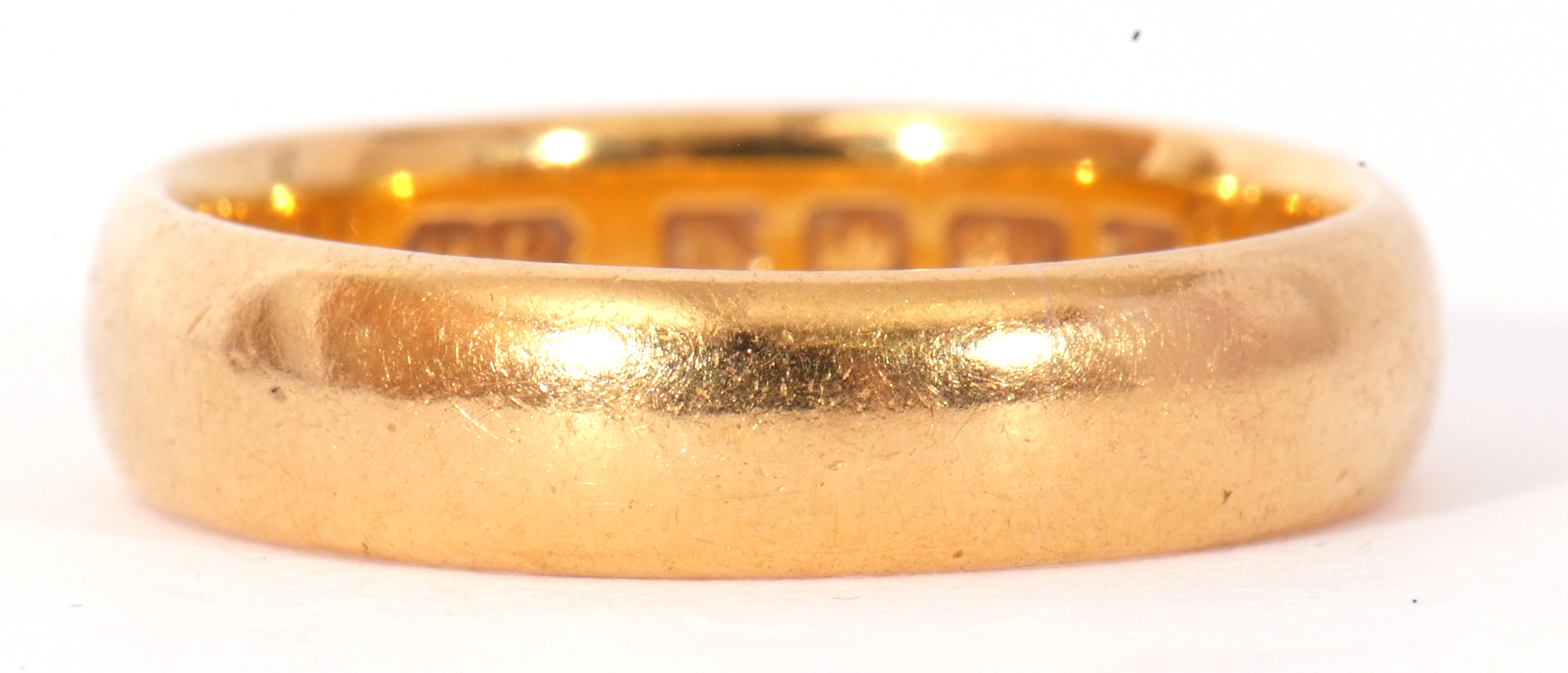 Early 20th century 22ct gold wedding ring, plain polished design, 6.7gms, London 1927, size P