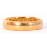 Early 20th century 22ct gold wedding ring, plain polished design, 6.7gms, London 1927, size P