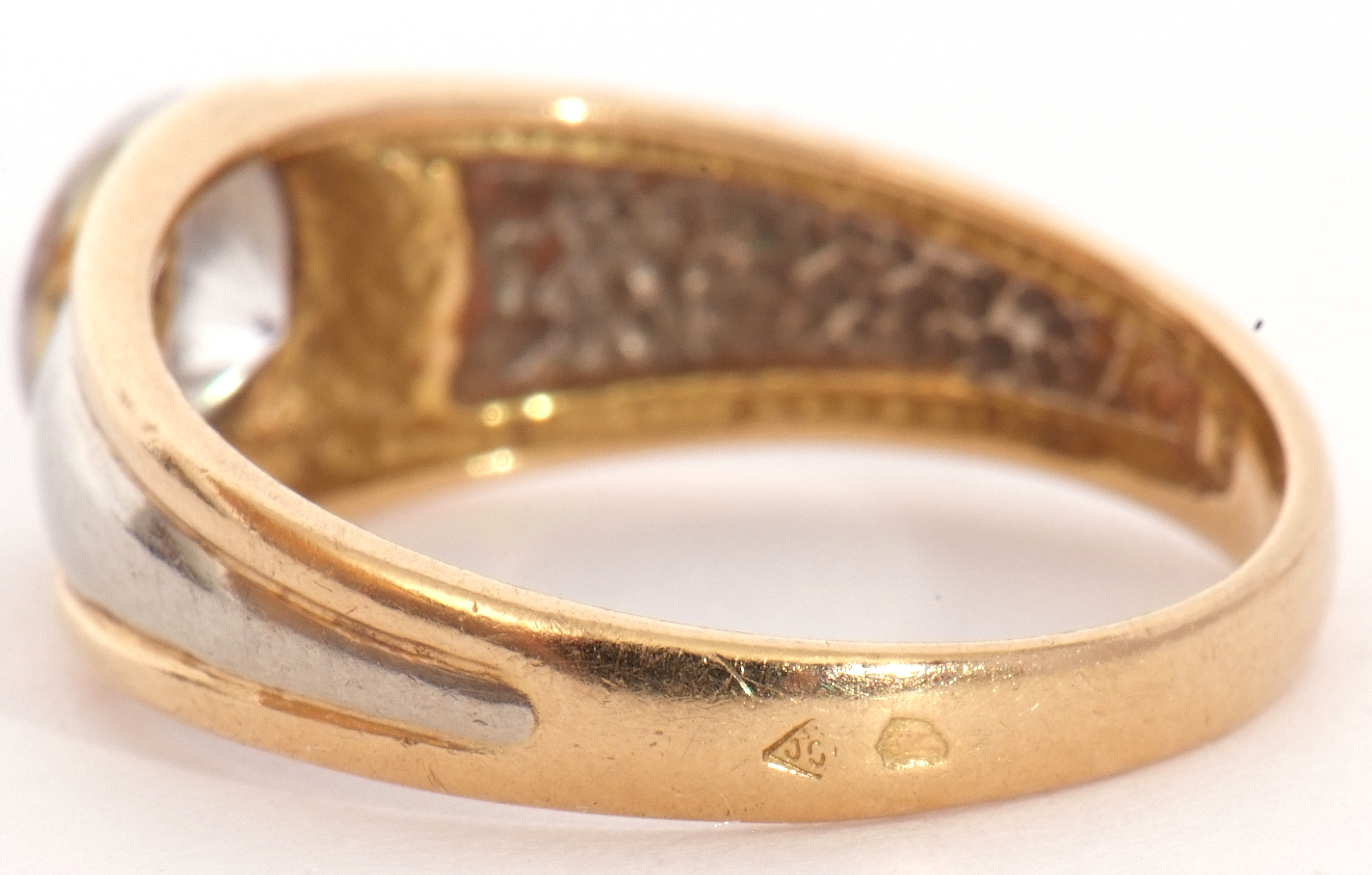 Mixed Lot: yellow metal paste set ring, the outer rim stamped with French control marks, size L, - Image 7 of 7