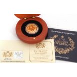 Elizabeth II Australian gold proof sovereign, 2015, limited edition No 613/1500