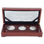 Elizabeth II "Diamond Jubilee" three coin silver proof set 2012, comprising UK £5, Canadian $20