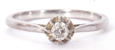 Precious metal single stone diamond ring, featuring a round brilliant cut diamond, 0.15ct approx,