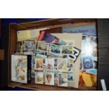 BOX OF EPHEMERA, MAINLY CIGARETTE CARDS AND SOME STAMPS