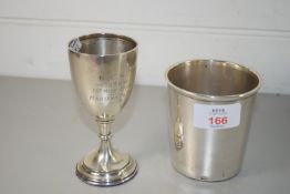 SILVER TROPHY FOR 1930 PLUS A SILVER METAL BEAKER