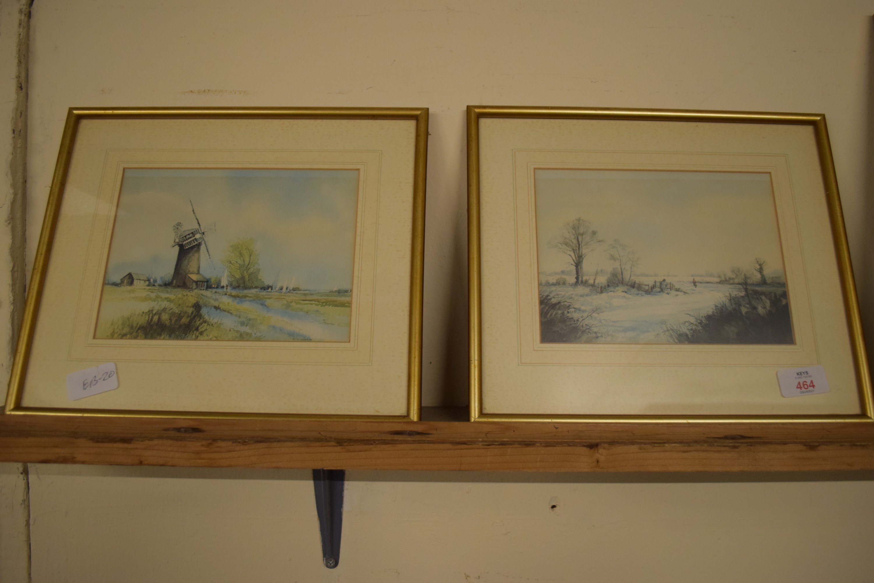 PAIR OF SMALL KEITH JOHNSON FRAMED PRINTS, APPROX 31 X 28CM