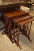 SET OF FOUR REPRODUCTION MAHOGANY EFFECT NESTING TABLES, LARGEST APPROX 50 X 35CM