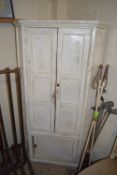 LARGE PAINTED WOOD CORNER CABINET, WIDTH APPROX 88CM MAX
