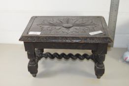 SMALL STOOL WITH CARVED DESIGN TO TOP