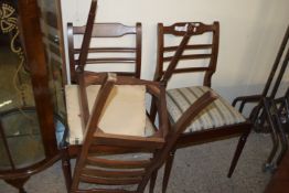 THREE REPRODUCTION DINING CHAIRS, EACH APPROX 48CM WIDE