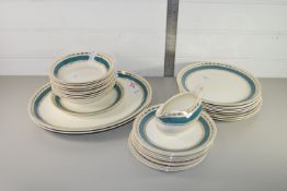 DINNER WARES BY CROWN DUCAL INCLUDING SERVING DISH, DINNER PLATES, SIDE PLATES ETC