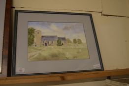 WATERCOLOUR, SUFFOLK CHURCH ST JOHN LOUND, SIGNED FRANCES HARVEY, APPROX 24 X 34CM