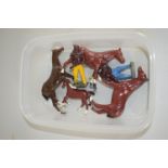 PLASTIC BOX CONTAINING METAL TOYS, HORSES, RED INDIANS