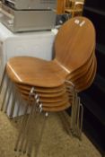 SET OF SIX CHROME FRAMED BENTWOOD CHAIRS
