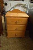 SMALL WAXED PINE BEDSIDE CHEST, WIDTH APPROX 47CM