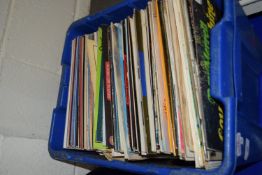 PLASTIC BOX CONTAINING LPS, POP MUSIC, NAT KING COLE ETC