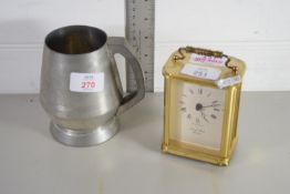 PEWTER TANKARD AND CARRIAGE CLOCK