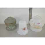 THREE GLASS LAMP SHADES, VARIOUS DESIGNS