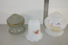 THREE GLASS LAMP SHADES, VARIOUS DESIGNS