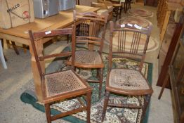 THREE VARIOUS CANE SEATED CHAIRS