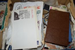 BOX CONTAINING EPHEMERA, FIRST DAY COVERS AND STAMPS