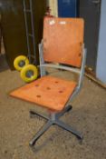 MID-20TH CENTURY WOOD AND METAL SWIVEL OFFICE CHAIR