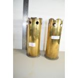 PAIR OF MILITARY SHELL CASES, TRENCH ART, WITH A PIERCED ART NOUVEAU DESIGN