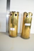 PAIR OF MILITARY SHELL CASES, TRENCH ART, WITH A PIERCED ART NOUVEAU DESIGN