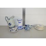 GROUP OF SMALL DELFT WARES, COASTERS, CANDLESTICK ETC