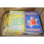 BOX CONTAINING SPEEDWAY MAGAZINES FROM 1940'S/1050'S AND 1960'S