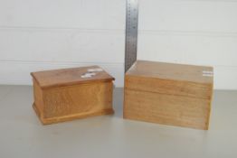 TWO WOODEN BOXES MADE FROM WOOD FROM AN OLD CHURCH