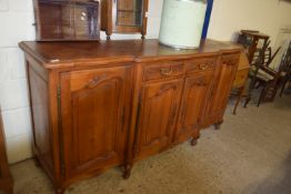 LARGE DECORATIVELY CARVED REPRODUCTION SIDEBOARD, LENGTH APPROX 194CM