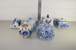 GROUP OF POTTERY CHEESE DISHES