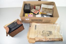 EPHEMERA, OLD BOX CAMERA, SOME OLD PHOTOGRAPHS AND SMALL QUANTITY OF POSTCARDS