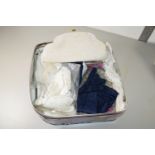 BOX CONTAINING VARIOUS LINENS, GLOVES ETC
