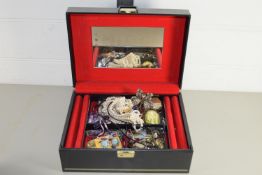 JEWELLERY BOX CONTAINING COSTUME JEWELLERY