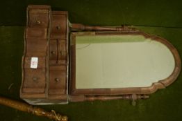 EARLY 20TH CENTURY TOILET MIRROR WITH DRAWERS BENEATH, WIDTH APPROX 35CM (A/F)