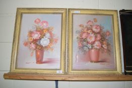 PAIR OF PAINTINGS OF FLOWERS, SIGNED BY ROBERT COX