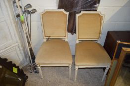 PAIR OF PAINTED WOOD BEDROOM CHAIRS, WIDTH APPROX 45CM