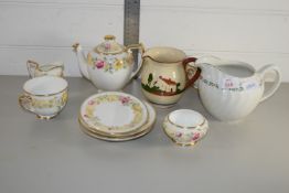 TEA WARES INCLUDING A ROYAL DOULTON TEA SET IN THE ROSAMUND PATTERN COMPRISING COFFEE POT, SMALL