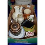 BOX CONTAINING CERAMICS INCLUDING DOULTON BISCUIT BARREL