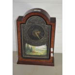 WOODEN MANTEL CLOCK WITH SILVERED DIAL