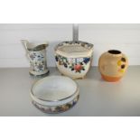 CERAMIC ITEMS, JARDINIERE, FRUIT BOWL ETC