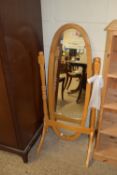 MODERN PINE OVAL CHEVAL MIRROR, WIDTH APPROX 52CM MAX